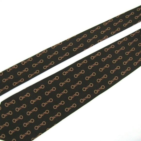 Vintage GUCCI Tie Chocolate Brown Equestrian - Picture 4 of 6